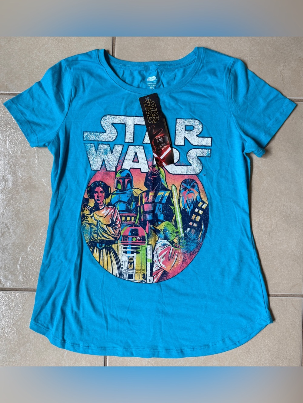 Star Wars Celebrate Together Graphic T-Shirt Turquoise Blue Women's Size XS NWT